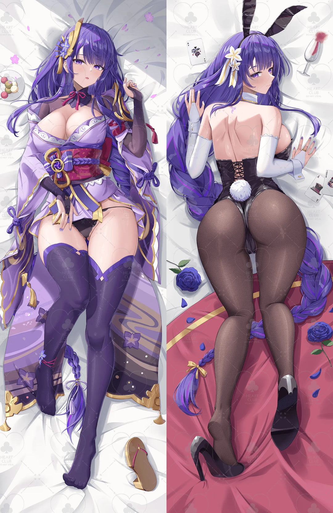 Raiden Dakimakura Anime Body Pillow Cover ( Genshin Impact ) by DokiMaru - Heart Club