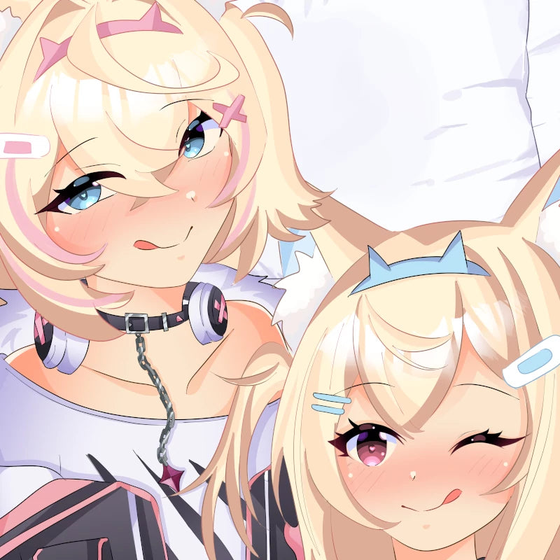 FUWAMOCO Dakimakura Anime Body Pillow Cover ( Hololive ) by Seirenna - Heart Club