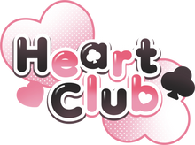 Store logo with 'Heart Club' text and heart and club symbols on a background